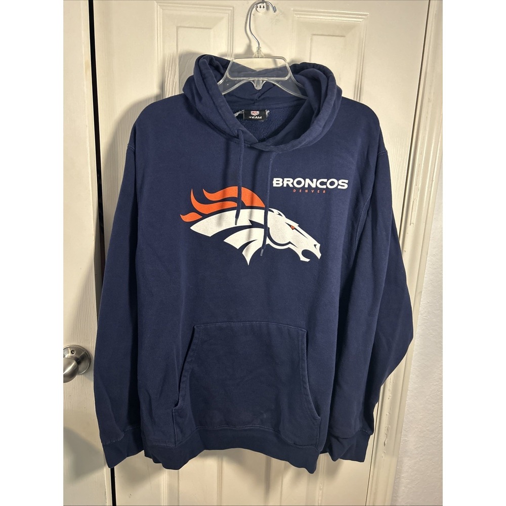 Denver Broncos NFL Team Apparel Men's XL Hoodie Blue Bronco Logo